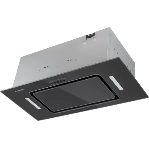 Вытяжка кухонная MEFERI INBOX60BK GLASS ULTRA, 60 см, встраиваемая, черная, стекло, производительность 900 м3/ч, 3 скорости, низкий уровень шума, режимы отвод и рециркуляция, гарантия 3 года