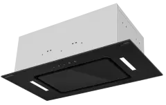 Вытяжка кухонная MEFERI INBOX60BK GLASS COMFORT, 60 см, встраиваемая, черная, стекло, производительность 950 м3/ч, 3 скорости, низкий уровень шума, режимы отвод и рециркуляция, пульт дистанционного управления, гарантия 3 года