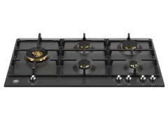 Встраиваемая газовая варочная панель Bertazzoni, с конфоркой dual wok сбоку, 90 см, черный матовый