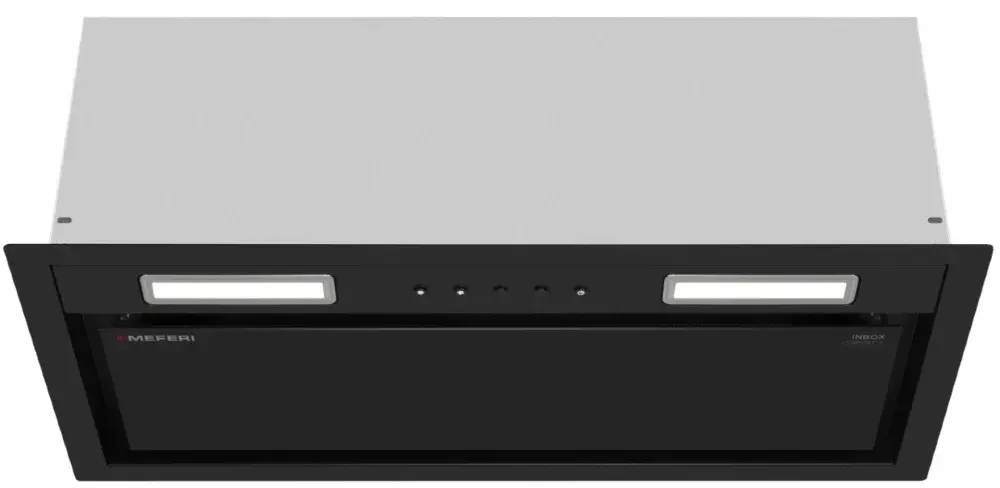 Вытяжка кухонная MEFERI INBOX60BK COMFORT PLUS, 60 см, встраиваемая, черная, производительность 1200 м3/ч, 3 скорости, низкий уровень шума, режимы отвод и рециркуляция, гарантия 3 года