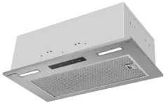 Вытяжка кухонная MEFERI INBOX52IX SENSOR COMFORT, 52 см, встраиваемая, серая, производительность 950 м3/ч, 3 скорости, низкий уровень шума, режимы отвод и рециркуляция, сенсорное управление, пульт дистанционного управления, гарантия 3 года