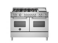 Варочный центр Bertazzoni, 6 газовых конфорок, два многофункциональных электрических шкафа, Master, 120 см, нержавеющая сталь