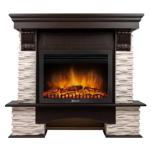 Каминокомплект Firelight Pietra Nuovo 25 с очагом Electrolux EFP/P-2520LS сланец белый/шпон темный дуб