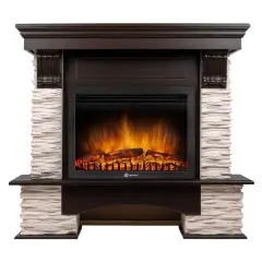 Каминокомплект Firelight Pietra Nuovo 25 с очагом Electrolux EFP/P-2520LS сланец белый/шпон темный дуб