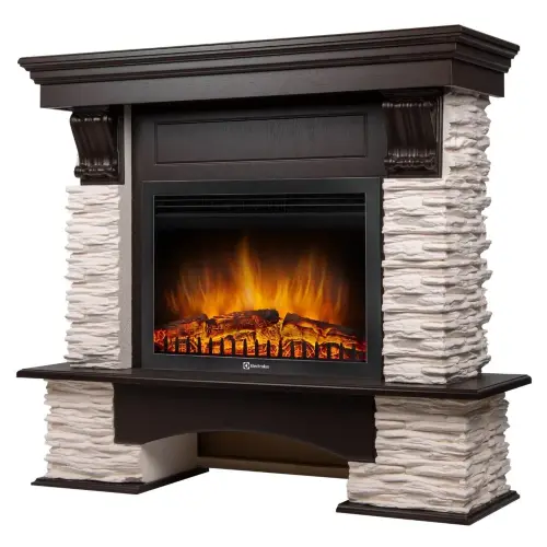 Каминокомплект Firelight Pietra Nuovo 25 с очагом Electrolux EFP/P-2520LS сланец белый/шпон темный дуб