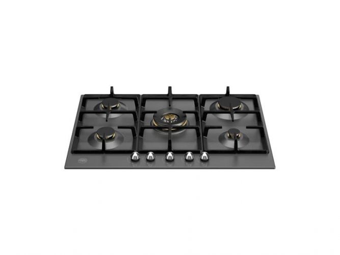 Газовая варочная панель Bertazzoni Heritage 75 см с центральной конфоркой Wok, черная эмаль, 5 зон