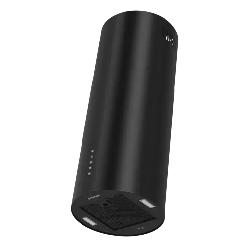 Вытяжка кухонная цилиндрическая островная MEFERI TUBE35BK ISLA ULTRA, 35 см, черная, производительность 1200 м3/ч, 3 скорости, низкий уровень шума, режимы отвод и рециркуляция, гарантия 3 года