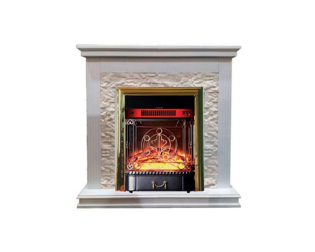 Каминокомплект Interflame Сиена сланец белый с очагом Majestic FX M Brass