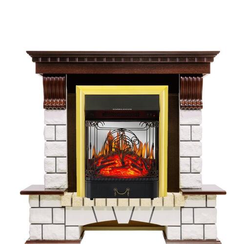Каминокомплект Royal Flame Pierre Luxe с очагом Majestic FX M Brass