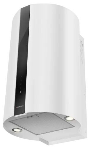 Вытяжка кухонная цилиндрическая настенная MEFERI TUBE40WH COMFORT PLUS, 40 см, белая, производительность 1200 м3/ч, 5 скоростей, низкий уровень шума, режимы отвод и рециркуляция, сенсорное управление, гарантия 3 года