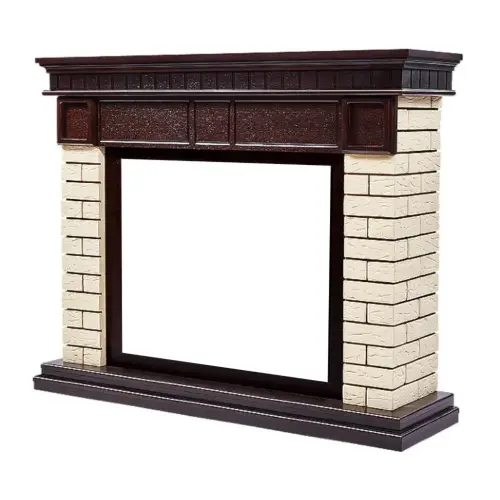 Портал Firelight Bricks 30 камень бежевый/шпон темный дуб