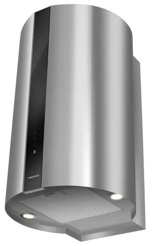 Вытяжка кухонная цилиндрическая настенная MEFERI TUBE40IX COMFORT PLUS, 40 см, серая, производительность 1200 м3/ч, 5 скоростей, низкий уровень шума, режимы отвод и рециркуляция, сенсорное управление, гарантия 3 года