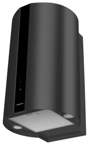 Вытяжка кухонная цилиндрическая настенная MEFERI TUBE40BK COMFORT PLUS, 40 см, черная, производительность 1200 м3/ч, 5 скоростей, низкий уровень шума, режимы отвод и рециркуляция, сенсорное управление, гарантия 3 года