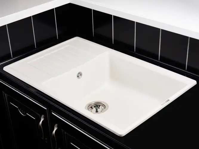 Кухонная мойка MODENA 1B1D WHITE ALABASTER