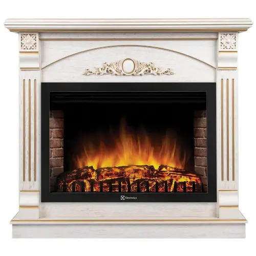 Каминокомплект Firelight Barocco 30 с очагом Electrolux EFP/P-3020LS шпон белый дуб с золотой патиной