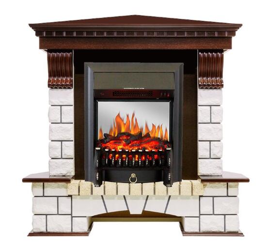 Каминокомплект Royal Flame Pierre Luxe угловой с очагом Fobos FX M Black