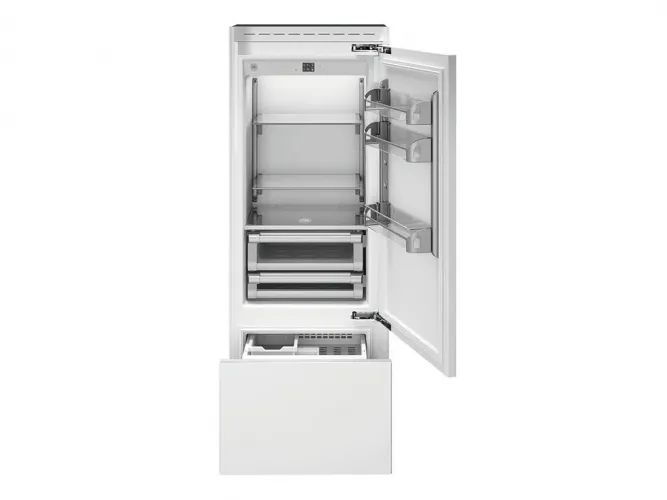 Встраиваемый холодильник/морозильник Total No Frost Bertazzoni, под навеску мебельных панелей, петли справа, шириной 75см