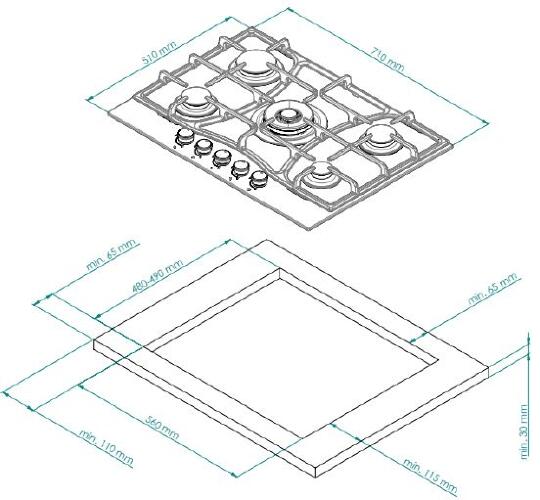 Варочная панель газовая FS 710 Ant Bronze