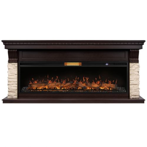 Каминокомплект Royal Thermo Aurora RTFP/P-AR60LS + портал Michigan 60 камень молочный/шпон темный дуб