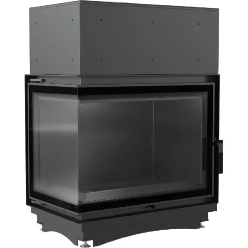 Топка с водяным контуром Amelia/PW/BL/24/BS/W/DECO, Г-образное стекло слева, змеевик