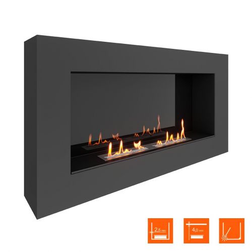 Биокамин SteelHeat WALL GRAND 1200 LITE черный (Стемалит)