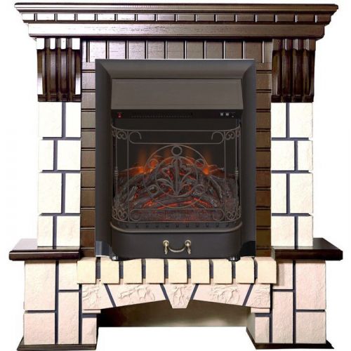 Каминокомплект Interflame Экстер М средний дуб с очагом Majestic FX M Black