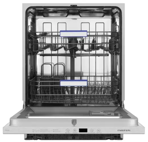 Посудомоечная машина встраиваемая MEFERI MDW6062 LIGHT(модификация 2025 года), 60 см, напольная, 12 комплектов посуды, 6 программ, 2 корзины, половинная загрузка, отсрочка, таймер, защита от протечек