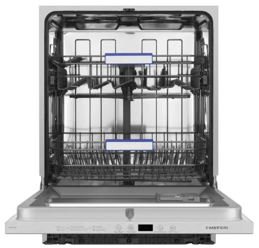Посудомоечная машина встраиваемая MEFERI MDW6062 LIGHT(модификация 2025 года), 60 см, напольная, 12 комплектов посуды, 6 программ, 2 корзины, половинная загрузка, отсрочка, таймер, защита от протечек