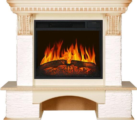 Каминокомплект Royal Flame Pierre Luxe сланец мелкий белый c очагом Vision 23 LED FX