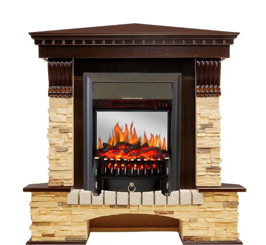 Каминокомплект Royal Flame Pierre Luxe сланец угловой с очагом Fobos FX M Black