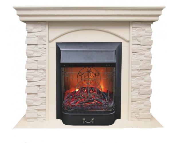 Каминокомплект RealFlame Elford STD/EUG/25'5/HL WT с очагом Majestic s Lux Black/Brass