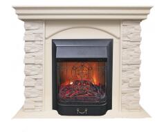 Каминокомплект RealFlame Elford STD/EUG/25'5/HL WT с очагом Majestic s Lux Black/Brass