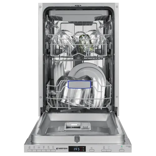 Посудомоечная машина узкая встраиваемая MEFERI MDW4563 POWER, 45 см, 10 комплектов посуды, 6 программ, защита от протечек, половинная загрузка, отсрочка, таймер