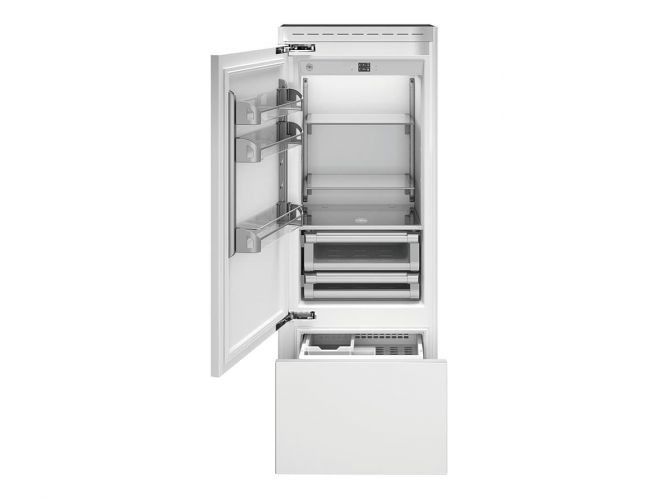 Встраиваемый холодильник/морозильник Total No Frost Bertazzoni, под навеску мебельных панелей, петли слева, шириной 75см