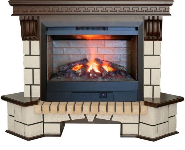 Каминокомплект RealFlame Stone new 26/HL AO (DN) с очагом 3D Helios