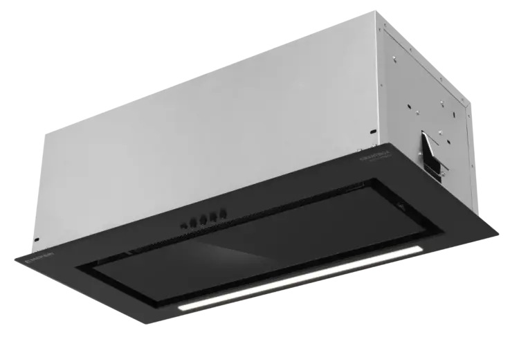 Вытяжка кухонная MEFERI SMARTBOX60BK GLASS POWER, 60 см, встраиваемая, черная, стекло, производительность 900 м3/ч, 3 скорости, низкий уровень шума, режимы отвод и рециркуляция, гарантия 3 года