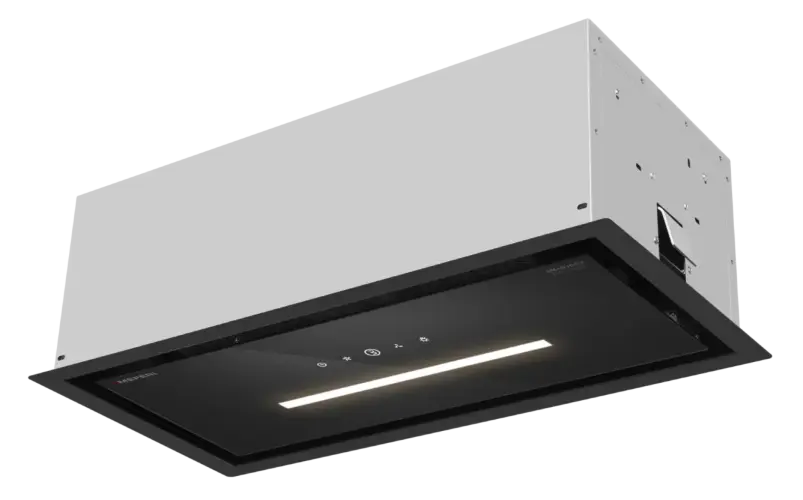 Вытяжка кухонная MEFERI SMARTBOX60BK GLASS COMFORT, 60 см, встраиваемая, стекло, черная, производительность 950 м3/ч, 3 скорости, низкий уровень шума, режимы отвод и рециркуляция, гарантия 3 года