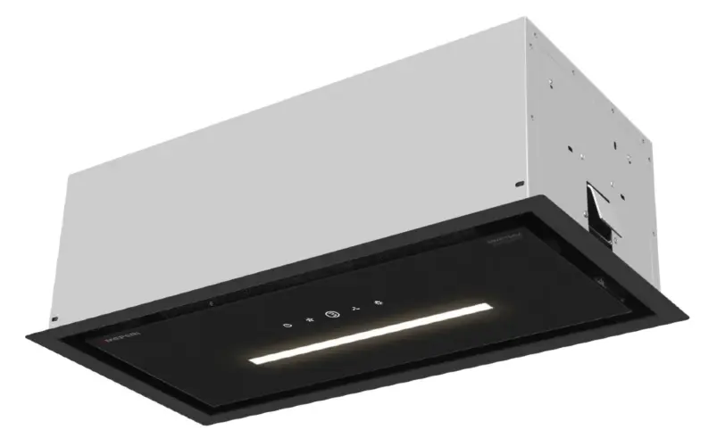 Вытяжка кухонная MEFERI SMARTBOX60BK GLASS COMFORT, 60 см, встраиваемая, стекло, черная, производительность 950 м3/ч, 3 скорости, низкий уровень шума, режимы отвод и рециркуляция, гарантия 3 года