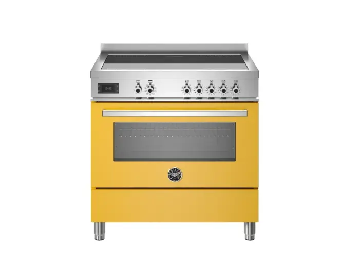 Варочный центр Bertazzoni, 5 индукционных зон, многофункциональный электрический шкаф, 90 см, желтый