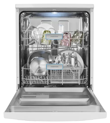 Посудомоечная машина узкая отдельностоящая MEFERI MDW6062WH FS LIGHT, 60 см, напольная, 12 комплектов посуды, 6 программ, 2 корзины, половинная загрузка, отсрочка, защита от протечек, внутренняя подсветка