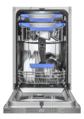 Посудомоечная машина узкая встраиваемая с инвертором MEFERI MDW4583 COMFORT PLUS, 45 см, 10 комплектов посуды, автооткрывание дверцы, аквастоп, луч на полу, внутренняя подсветка, половинная загрузка, таймер