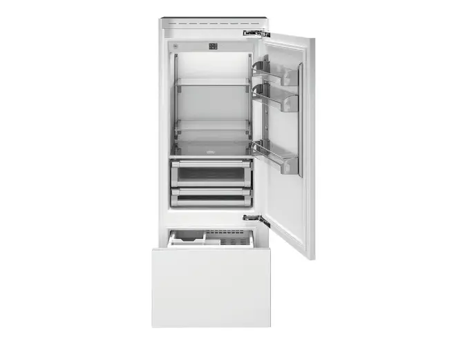 Встраиваемый холодильник/морозильник Total No Frost Bertazzoni, под навеску мебельных панелей, петли справа, шириной 75см