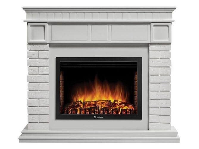 Каминокомплект Firelight Bricks 25 с очагом Electrolux EFP/P-2520LS камень белый/белая эмаль