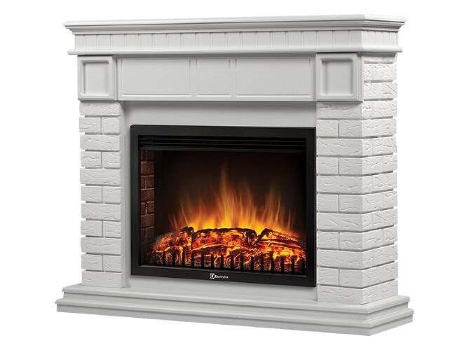 Каминокомплект Firelight Bricks 25 с очагом Electrolux EFP/P-2520LS камень белый/белая эмаль