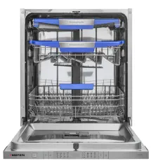 Посудомоечная машина встраиваемая с инвертором MEFERI MDW6083 COMFORT PLUS, 60 см, 14 комплектов посуды, с автооткрыванием, с аквастопом, луч на полу, внутренняя подсветка, половинная загрузка, отсрочка