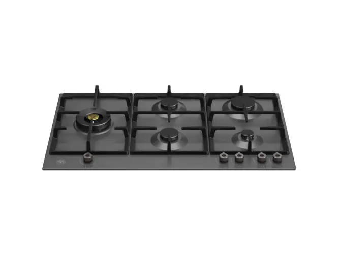 Встраиваемая газовая варочная панель Bertazzoni, конфорка dual wok сбоку, 90 см, черный матовый