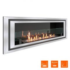 Биокамин встраиваемый SteelHeat LONG-D 1200 Small (Стекло + Стемалит)