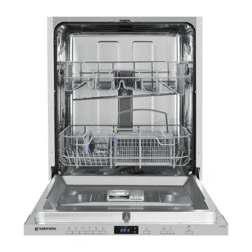 Посудомоечная машина встраиваемая MEFERI MDW6062 LIGHT, 60 см, напольная, 12 комплектов посуды, 6 программ, 2 корзины, половинная загрузка, отсрочка, таймер, защита от протечек