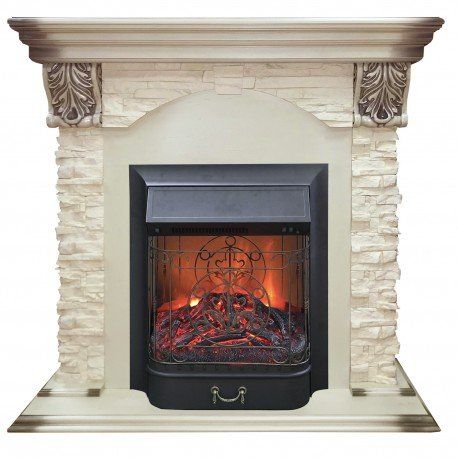 Каминокомплект RealFlame Dublin LUX STD/EUG WT с очагом Majestic s Lux Black/Brass