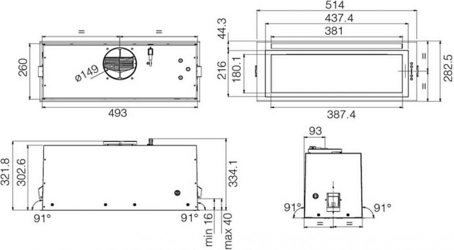 Встраиваемая вытяжка Elica LANE SENSOR BL MAT/A/52 старая версия